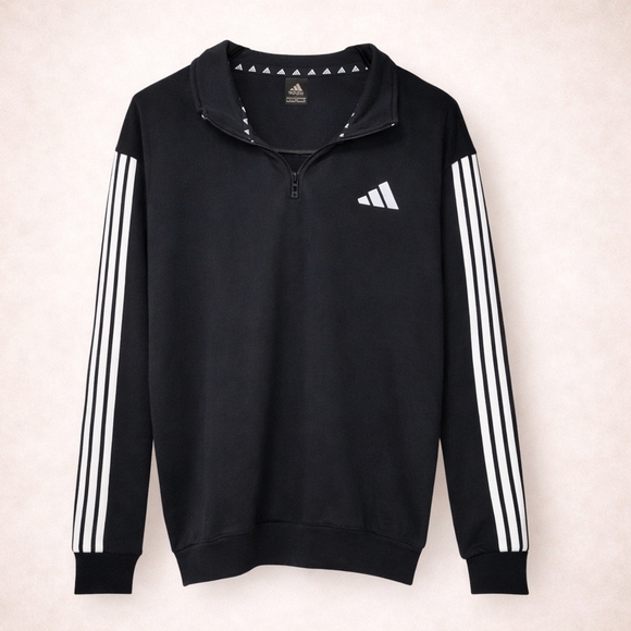 adidas Other - Adidas 3 Stripe Quarter Zip Pullover Black Athletic Top Mens Small
